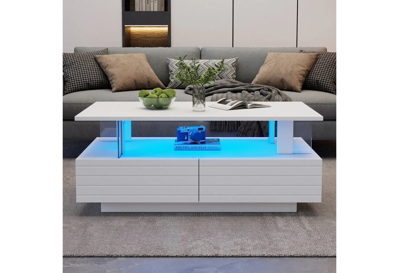 MC Star LED-Couchtisch Acryl Weiß mit Stauraum - Bild 3