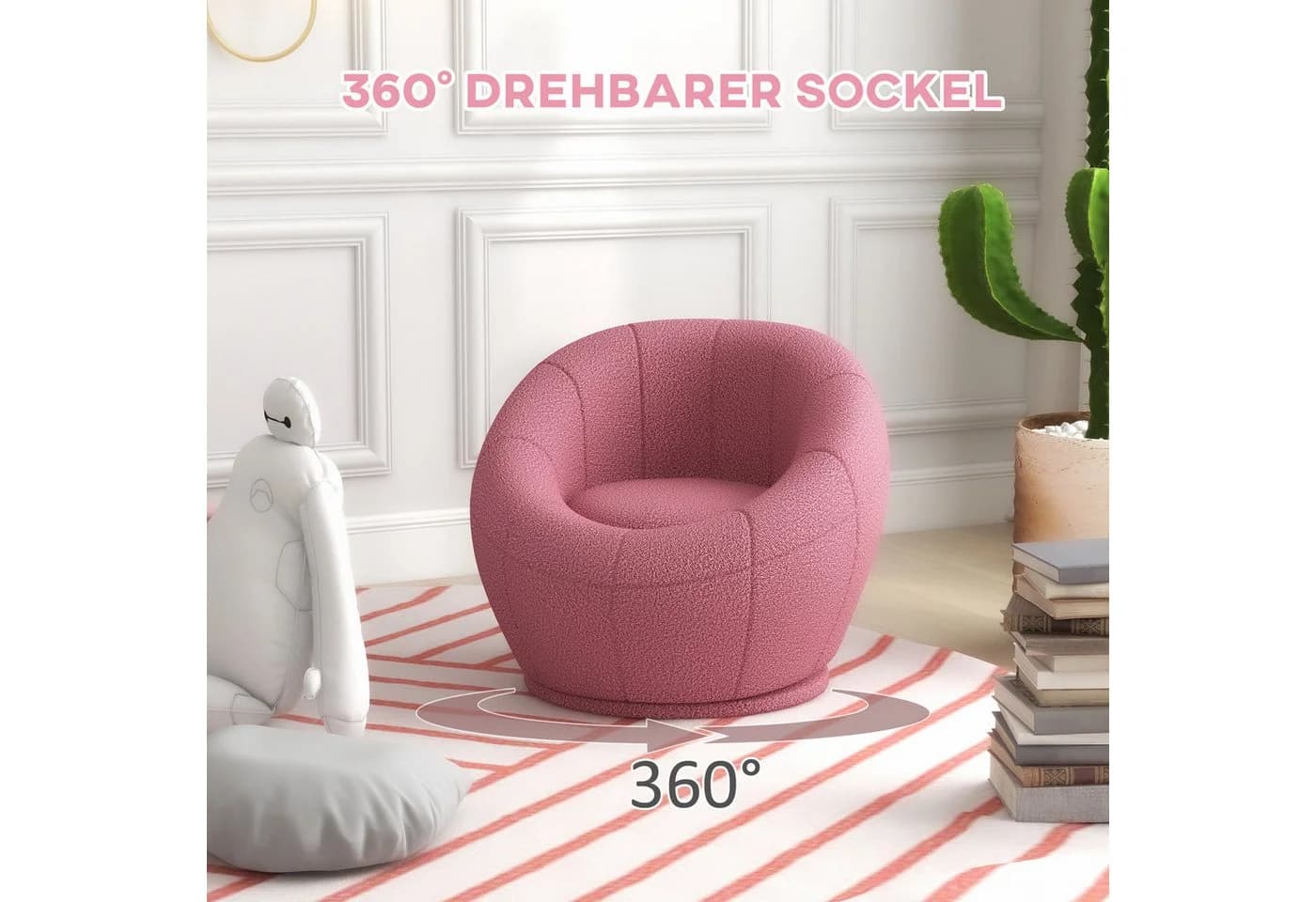 MC Star Loungesessel Plüschsessel Rosa Teddyfell 360° drehbar - Bild 3