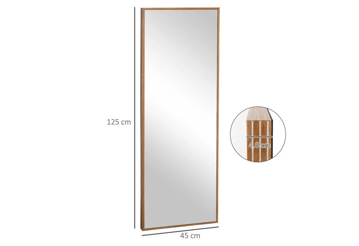 MC Star Ganzkörperspiegel Wandspiegel 125x45cm Holzrahmen Natur - Bild 5