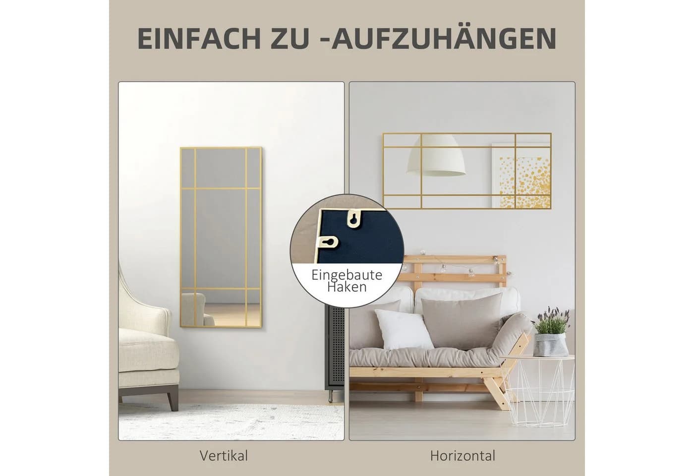 MC Star Wandspiegel Gold Metallrahmen Gitterdesign - Bild 3