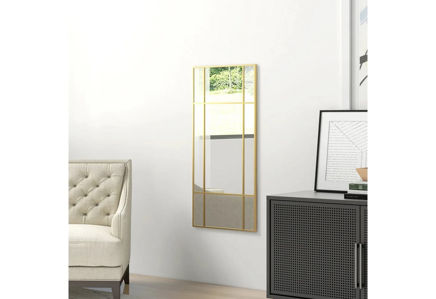MC Star Wandspiegel Gold Metallrahmen Gitterdesign - Bild 5