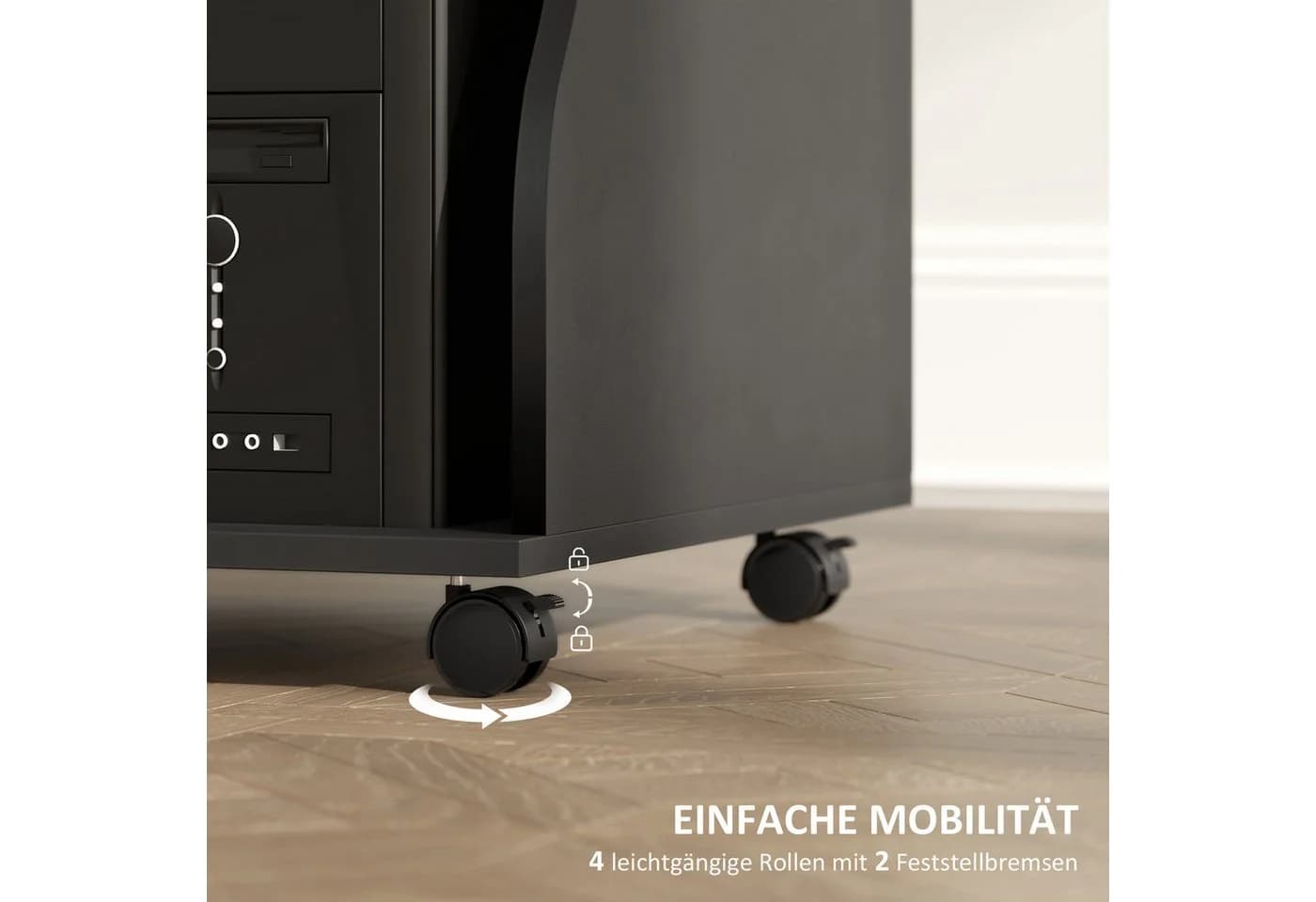 MC Star Computertisch mit Rollen und Tastaturablage Schwarz - Bild 5