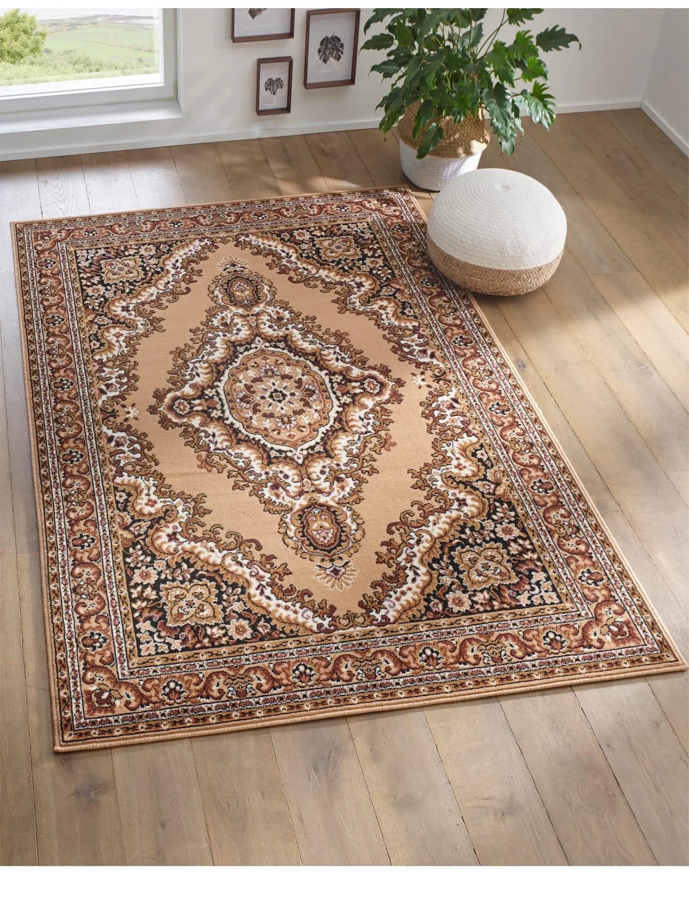 Baur Teppich beige Ornament Kurzflor 60x200 cm Polypropylen