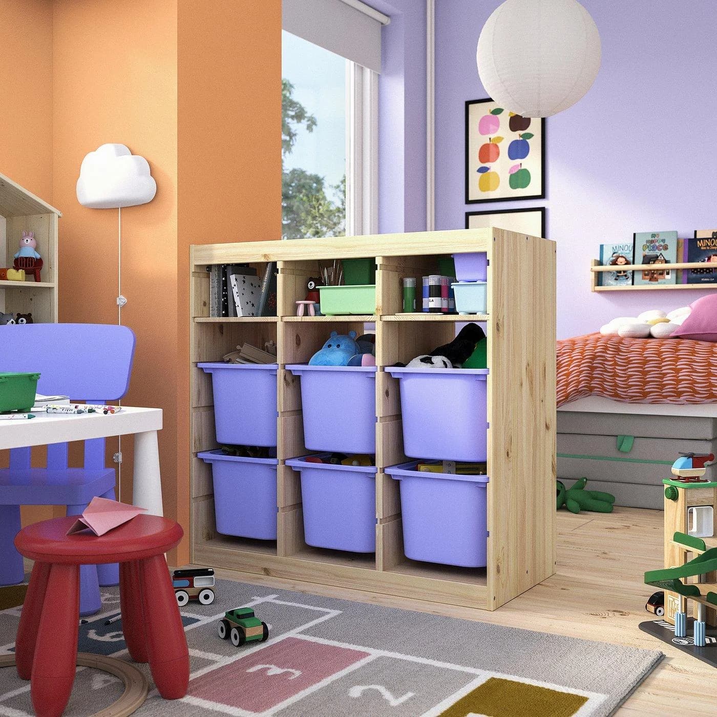 IKEA TROFAST Aufbewahrungskombi Weiß/Lila mit Boxen