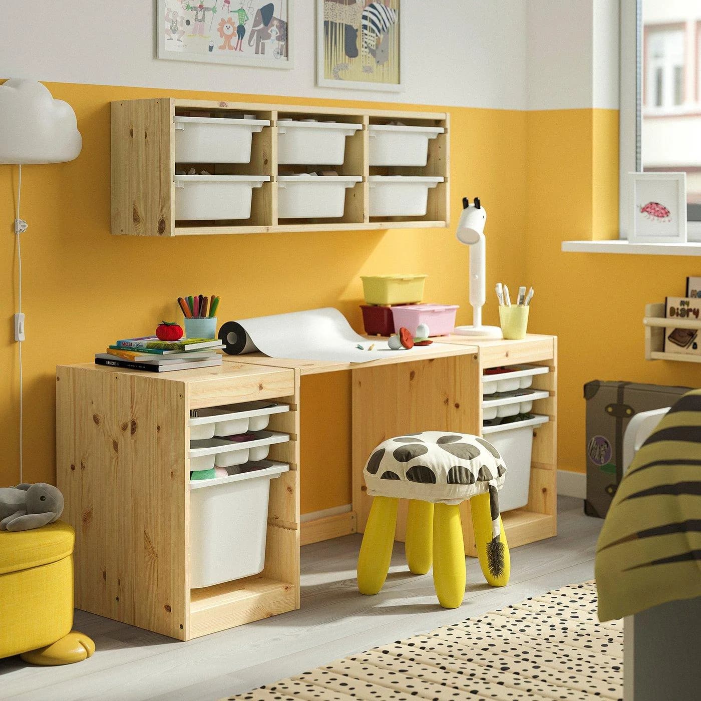 IKEA TROFAST Schreibtisch mit Boxen/Ablagen Kiefer Weiß