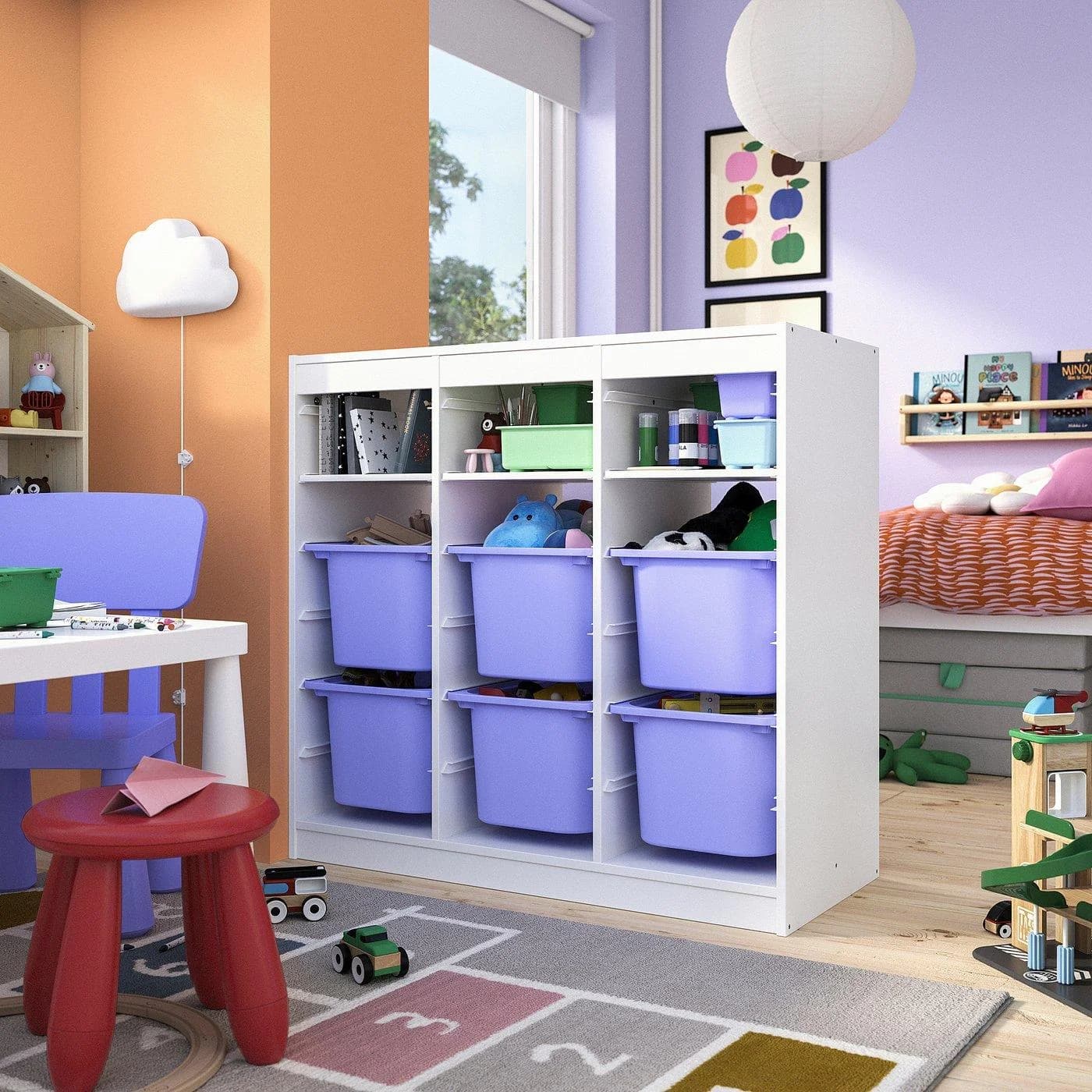IKEA TROFAST Aufbewahrungskombi Weiß/Lila mit Boxen