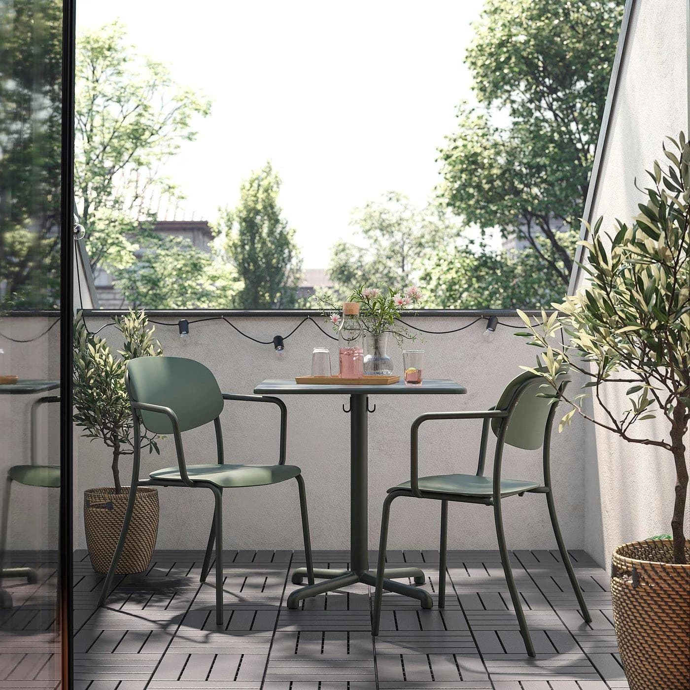 IKEA VISINGSÖ Tisch und 2 Stühle Tiefgrün