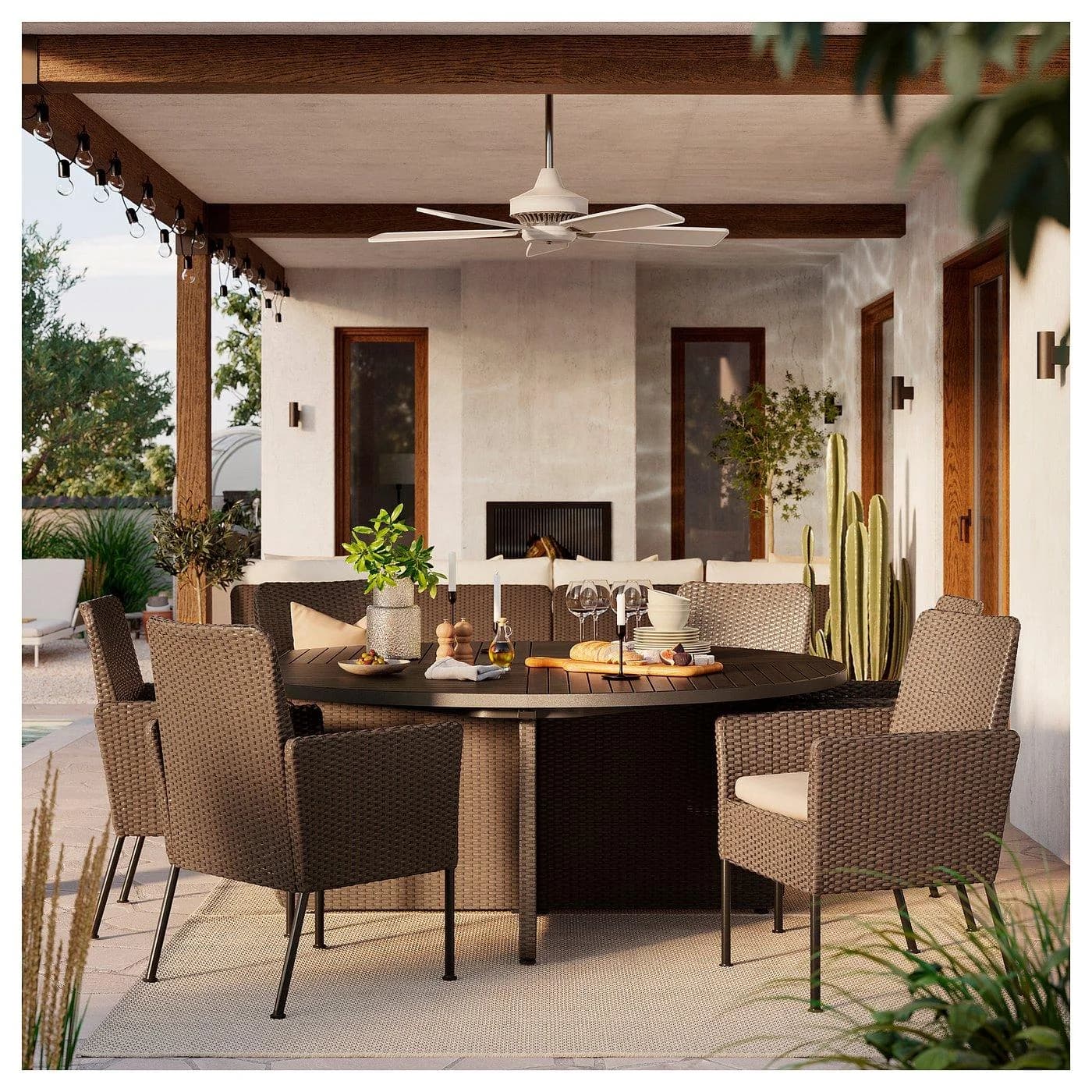 IKEA VITTSKÄR Tisch und 8 Stühle Dunkelgrau Beige