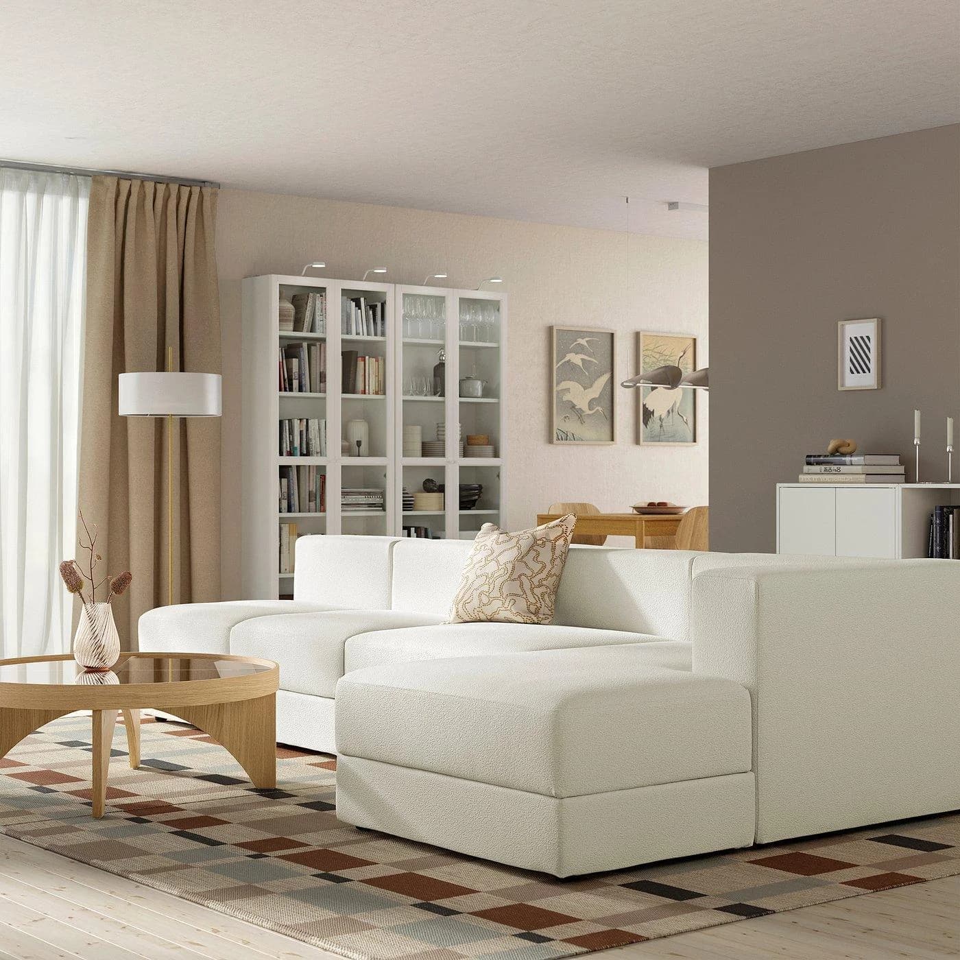 IKEA JÄTTEBO 4,5er-Sitzelement + Récamiere Beige/Weiß
