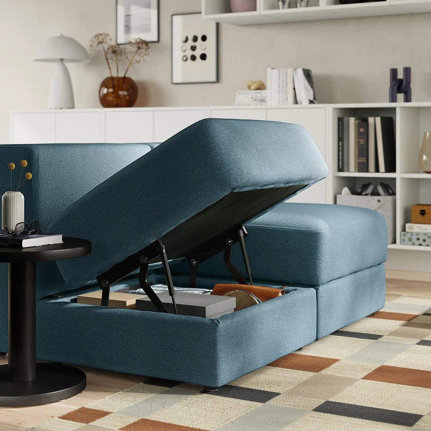 IKEA JÄTTEBO 2er-Sitzelement mit Nackenkissen Dunkelblau/Grau