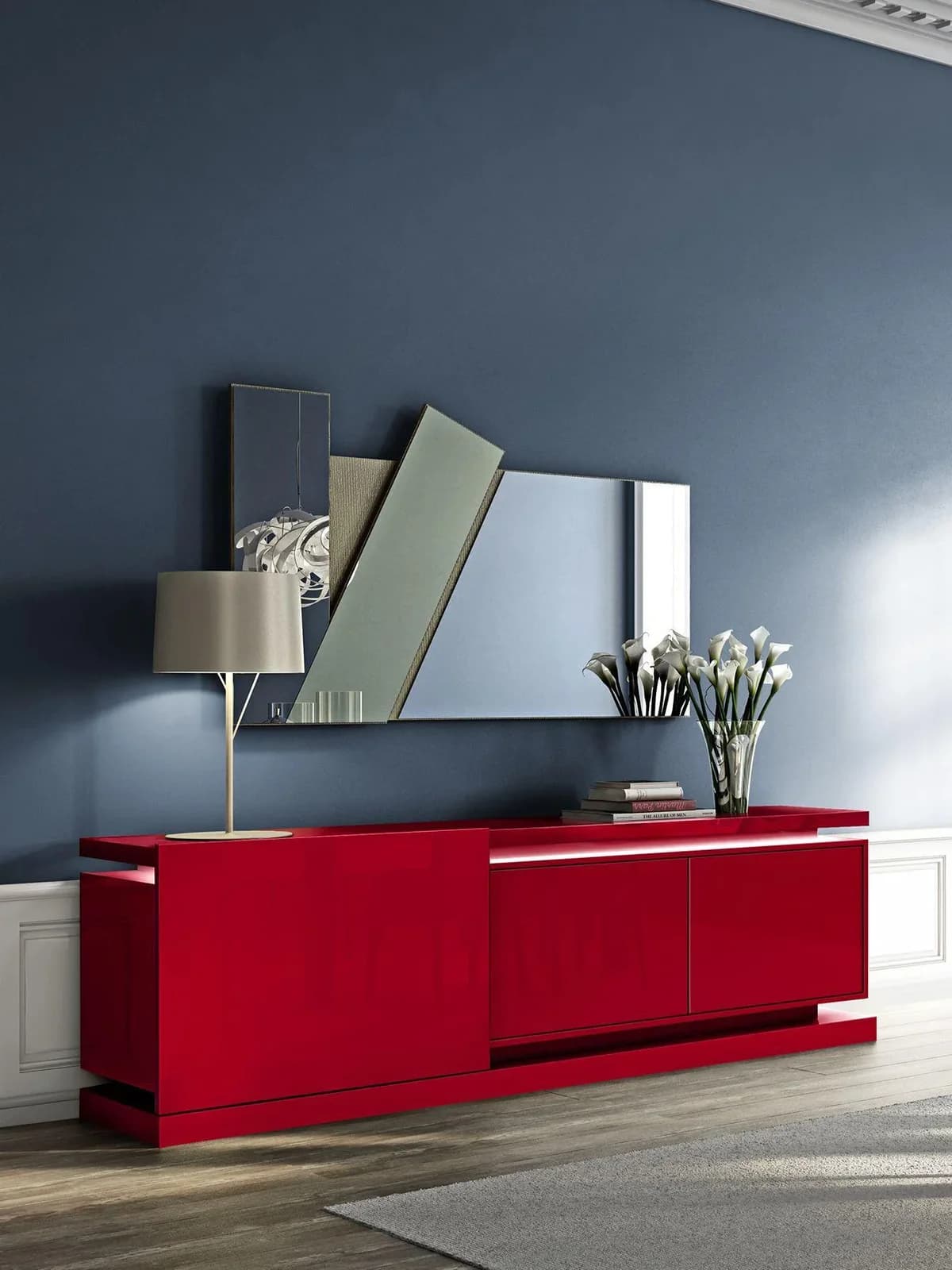 Sideboard ZEFERINO ANZIO Rot Lack Hochglanz Modern