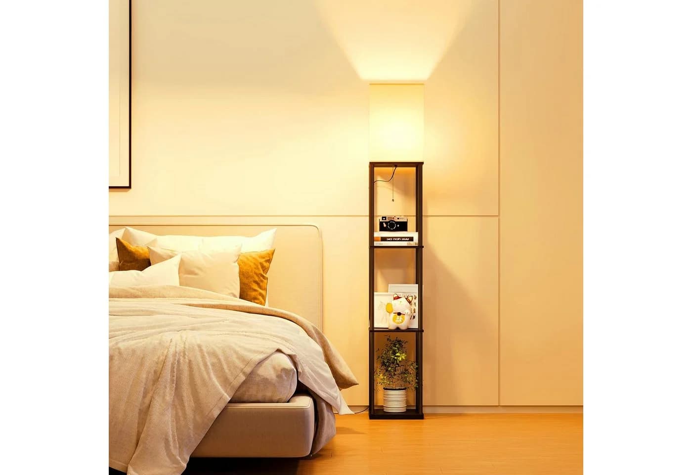 TUWENA Stehleuchte mit Regal Schwarz E27 LED Dimmbar - Bild 5