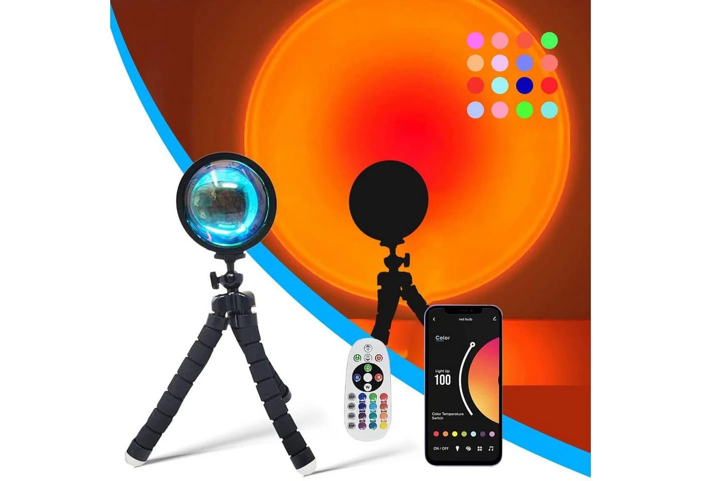 TUWENA LED Sunset Lamp mit 16 Modi, Fernbedienung & Stativ - Bild 2