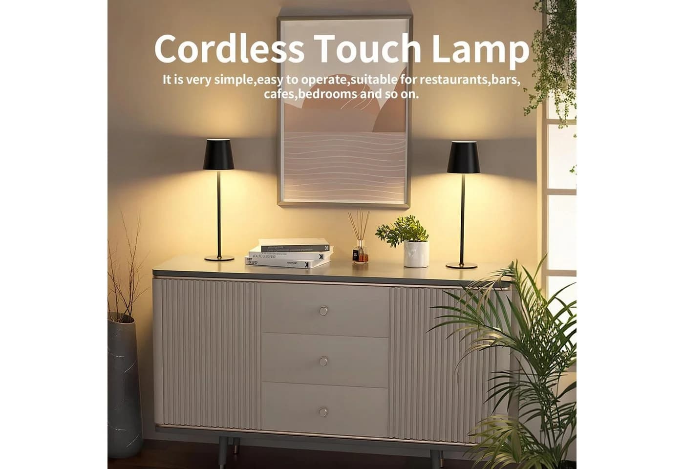 TUWENA LED Nachttischlampe Dimmbar Schwarz Metall USB-C - Bild 3