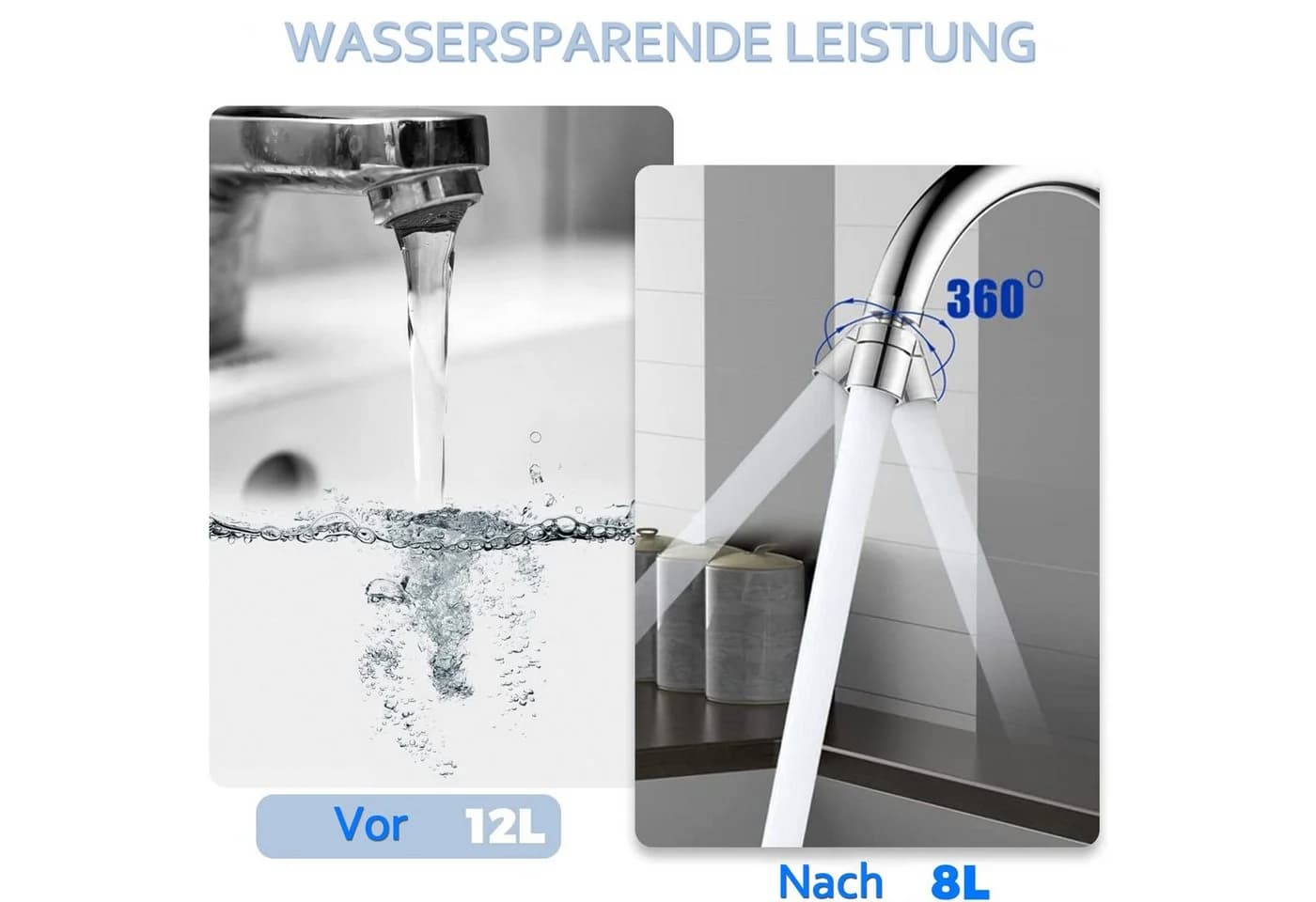 TUWENA Waschtischarmatur 360-Grad Chrom Schwenkbar Zwei Strahlarten
