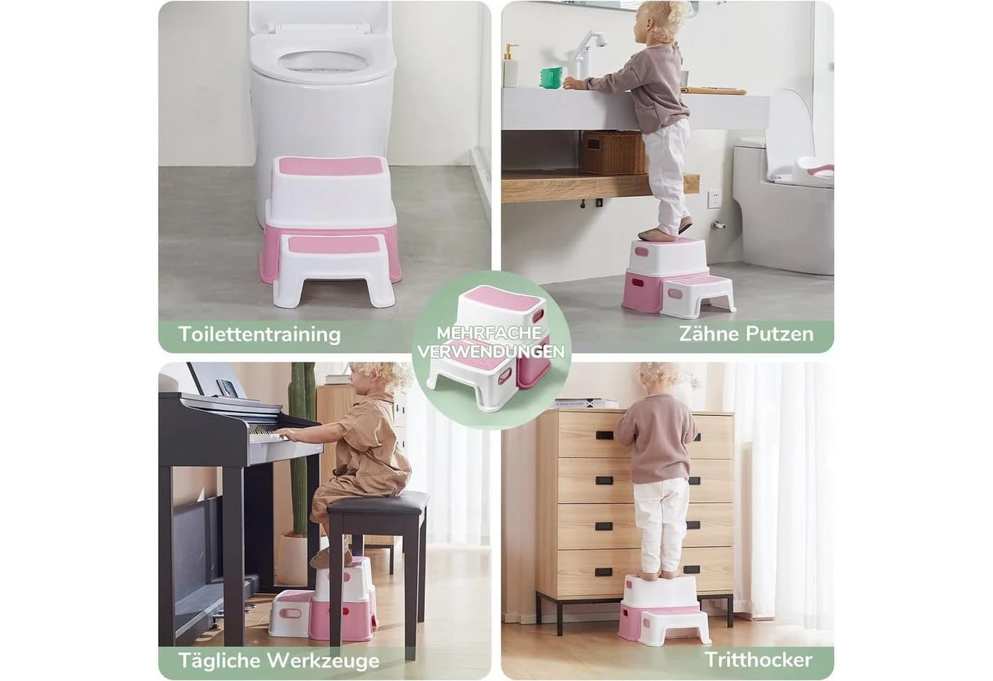 TUWENA Tritthocker Kinder 2 Stufen Rosa - Bild 4