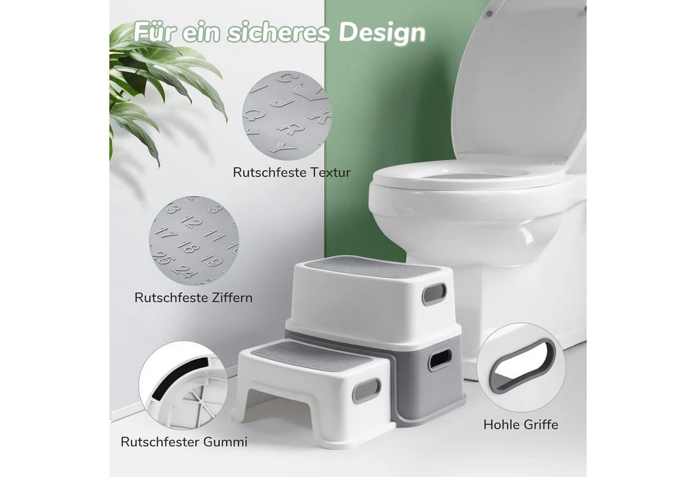 TUWENA Tritthocker Kinder 2 Stufen Klohocker Toilette Anti-Kipp Anti-Rutsch
