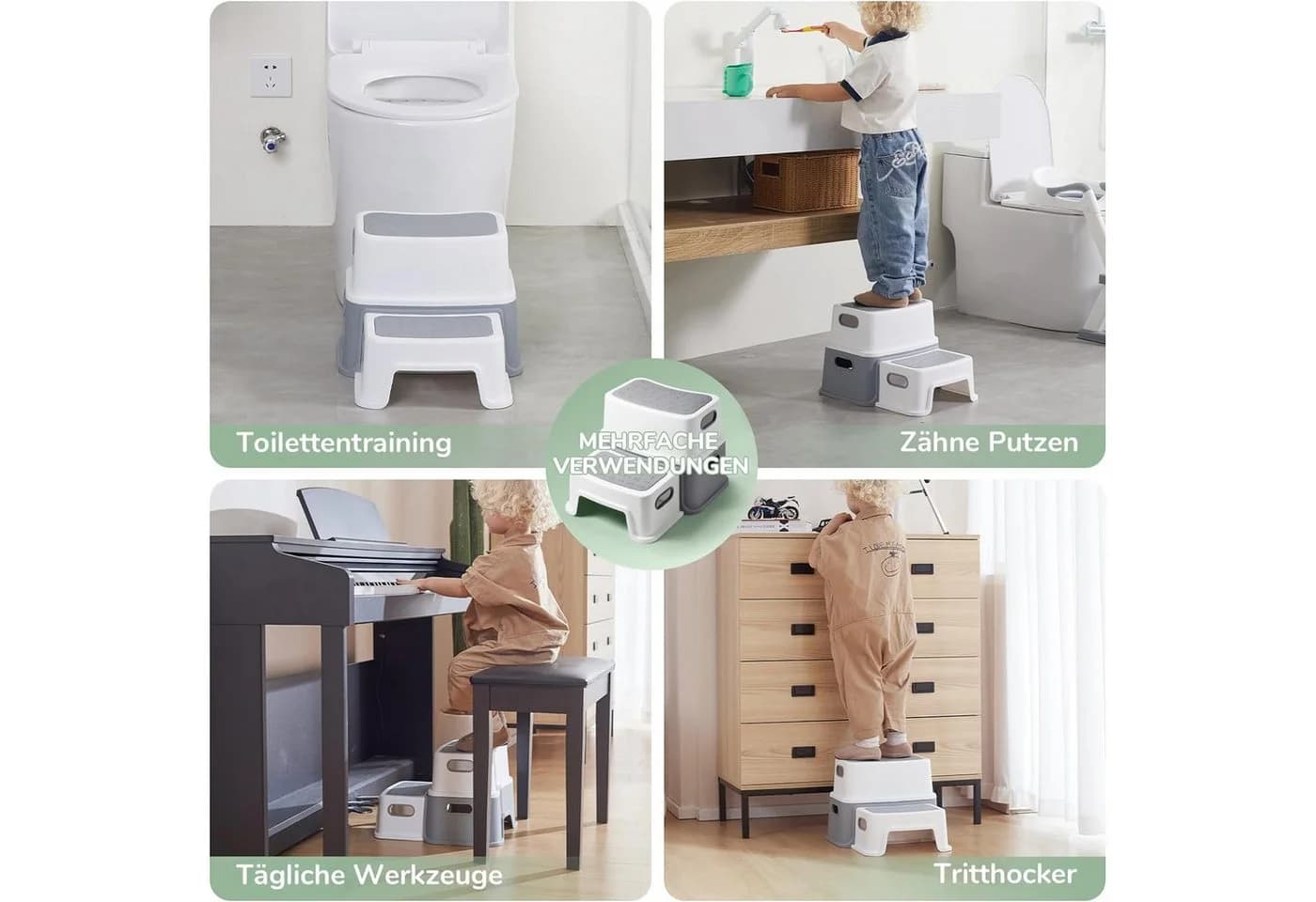 TUWENA Tritthocker Kinder 2 Stufen Klohocker Toilette Anti-Kipp Anti-Rutsch - Bild 3