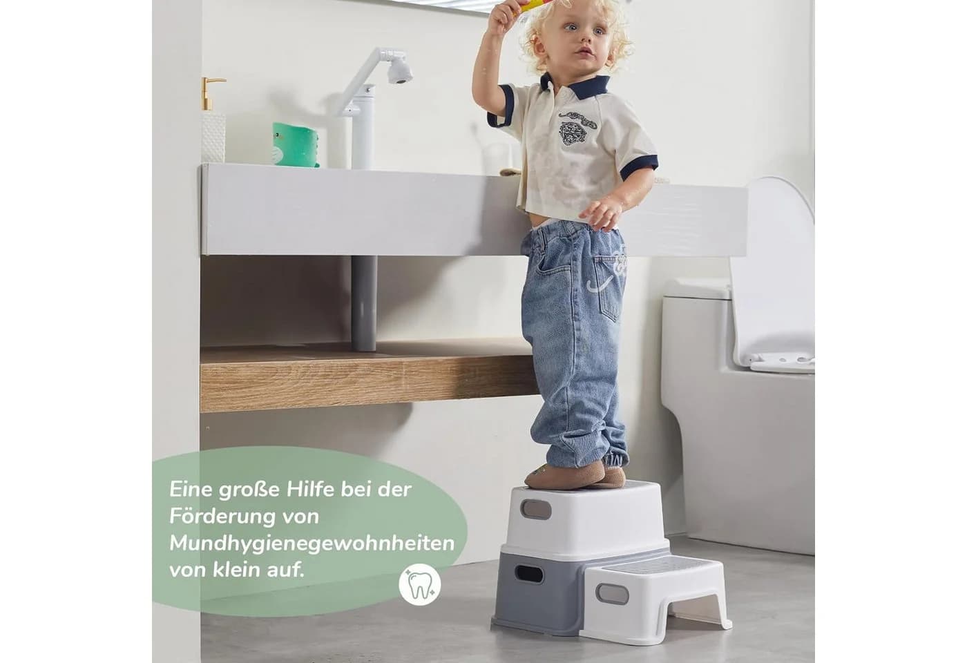 TUWENA Tritthocker Kinder 2 Stufen Klohocker Toilette Anti-Kipp Anti-Rutsch - Bild 5