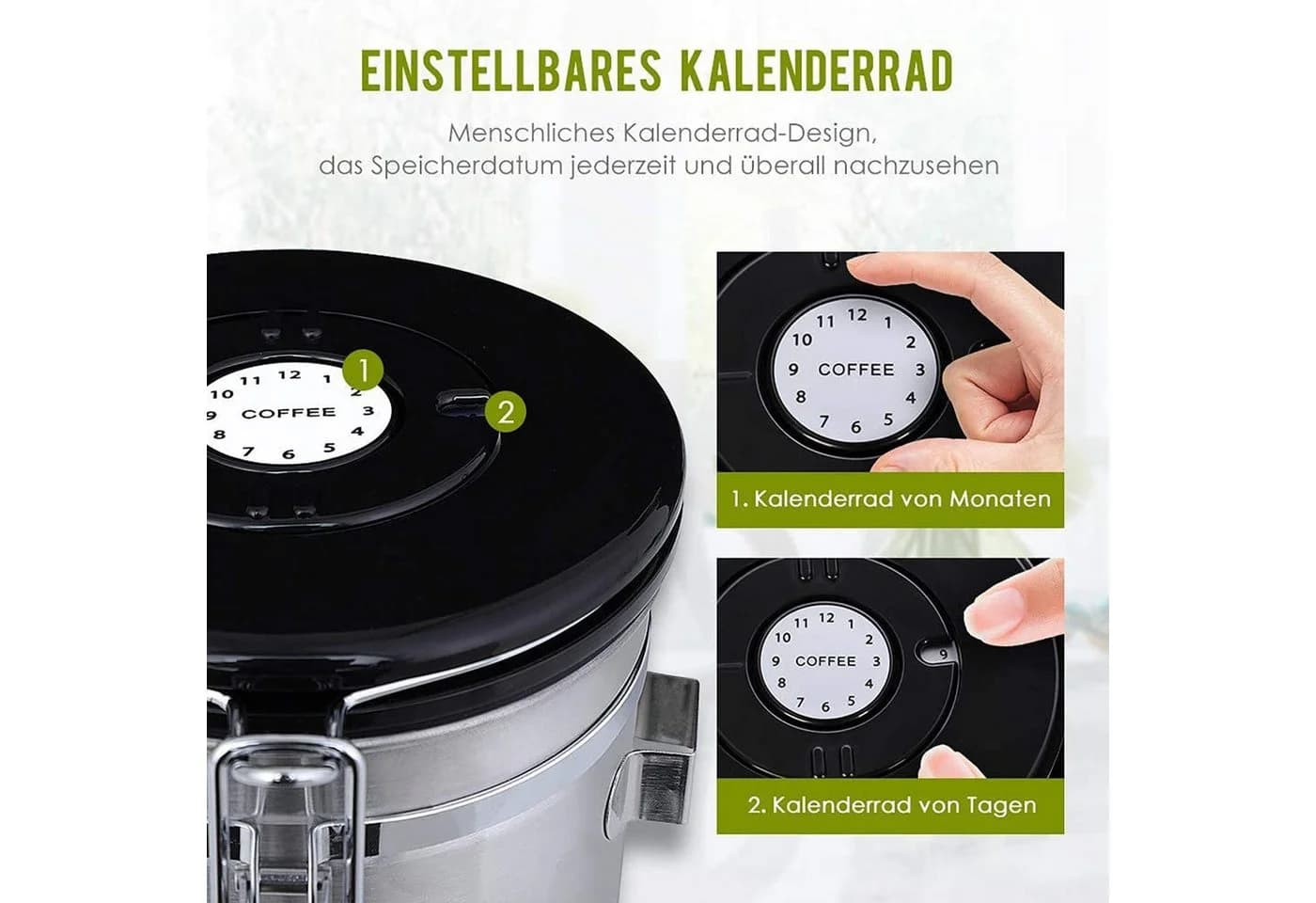 TUWENA Kaffeebehälter 1800ml Edelstahl Versiegeltes Glas - Bild 5