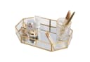 TUWENA Duschregal Verspiegeltes Tablett Gold Retro Make-up Organizer Bild 2