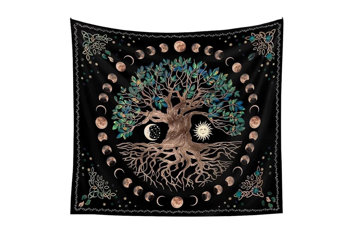 TUWENA Wandteppich Baum des Lebens Mondphasen Tapestry Bunt - Bild 2