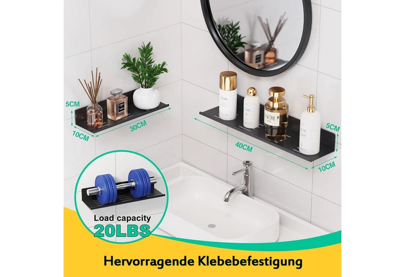 TUWENA Duschregal 2 Stück Duschablage Duschkorb Badezimmer Regal Rostfrei Duschkörbe, Ohne Bohren, Selbstklebend