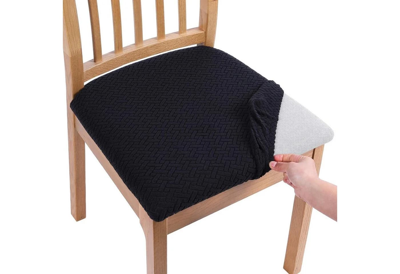 TUWENA Stuhlbezug Schwarz Stretch 2-er Set für Esszimmerstühle - Bild 2