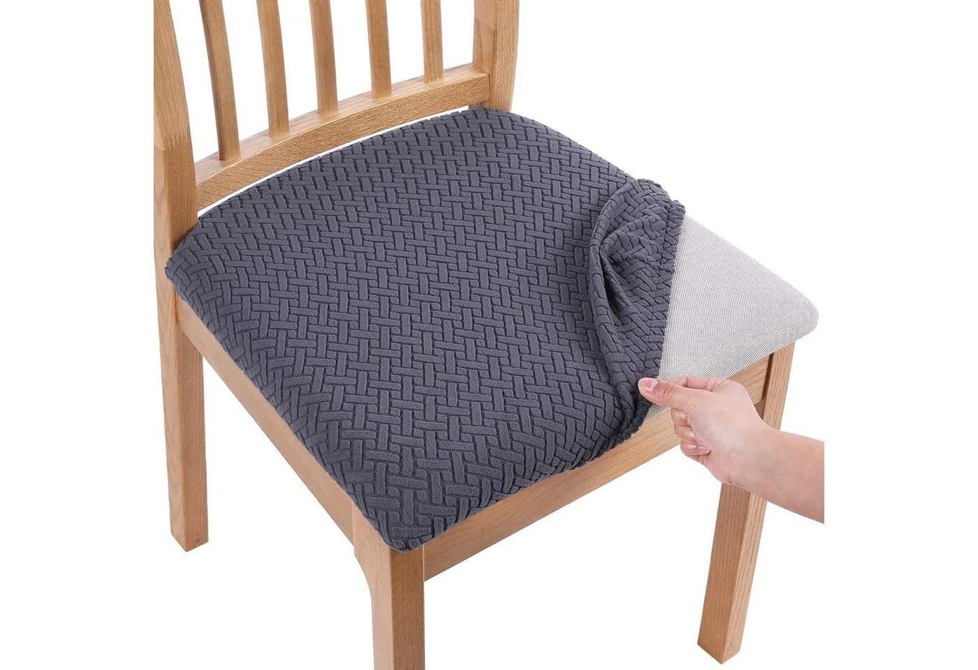 TUWENA Stuhlbezug Stretch Dunkelgrau 2-er Set für Esszimmerstühle - Bild 2