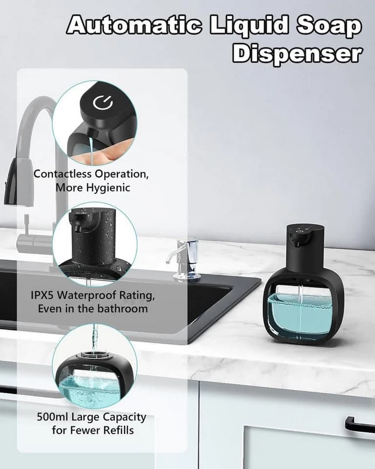 TUWENA Seifenspender Automatischer Wandbefestigung Elektrischer mit Sensor Verstellbar für Küche Badezimmer