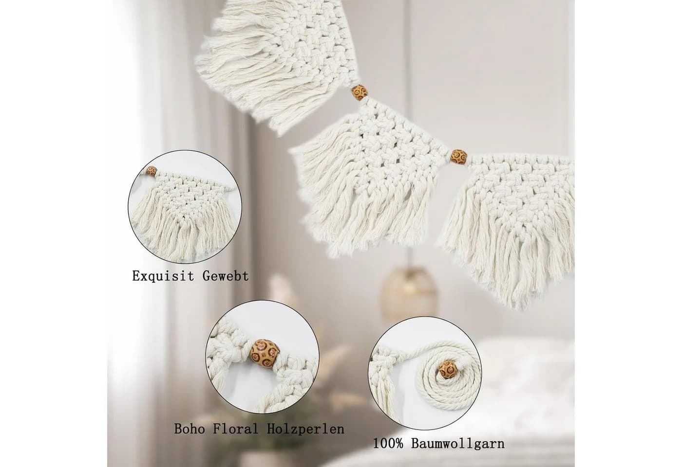 TUWENA Wandteppich Boho Deko Makramee Wandbehang - Bild 5
