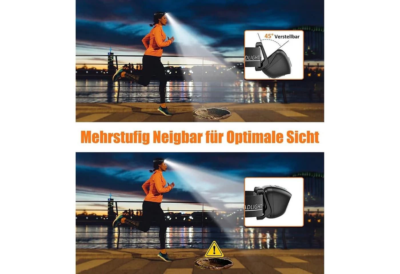 TUWENA LED Stirnlampe Wiederaufladbar mit Bewegungssensor & 4 Modi IPX6