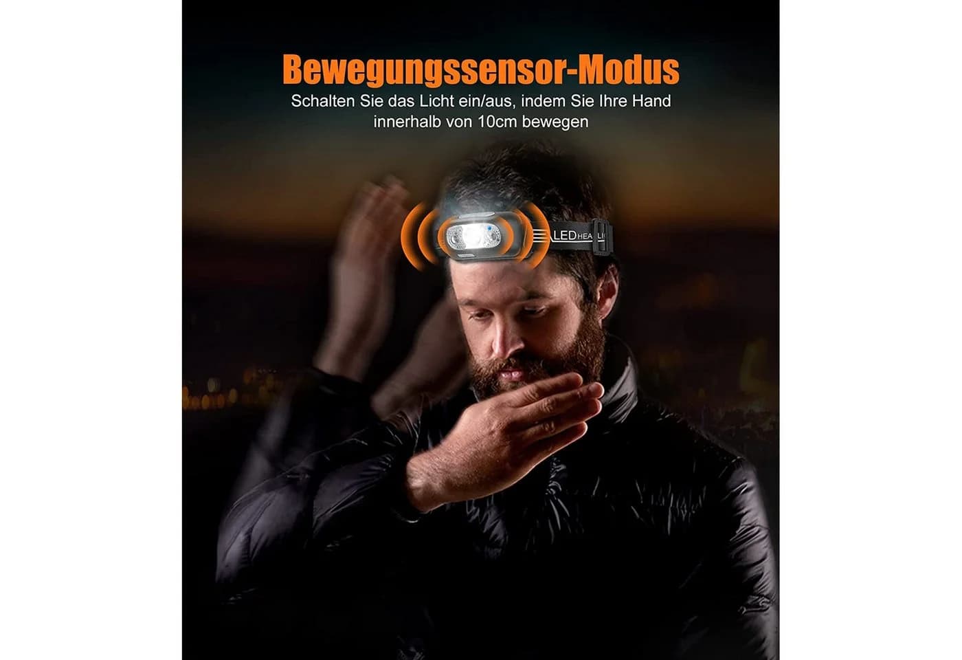 TUWENA LED Stirnlampe Wiederaufladbar mit Bewegungssensor & 4 Modi IPX6 - Bild 4