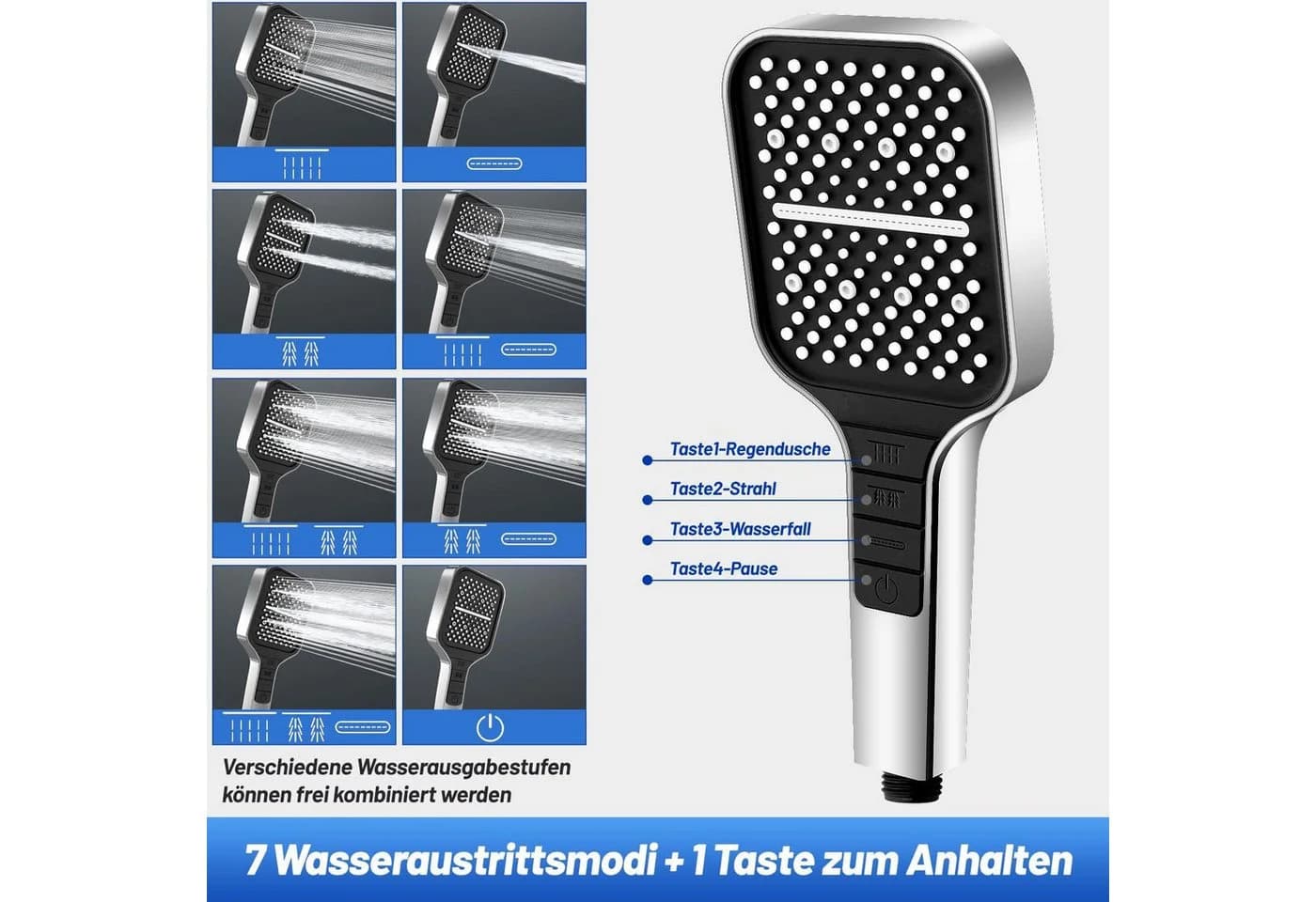 TUWENA Handbrause 7 Strahlarten Duschkopf