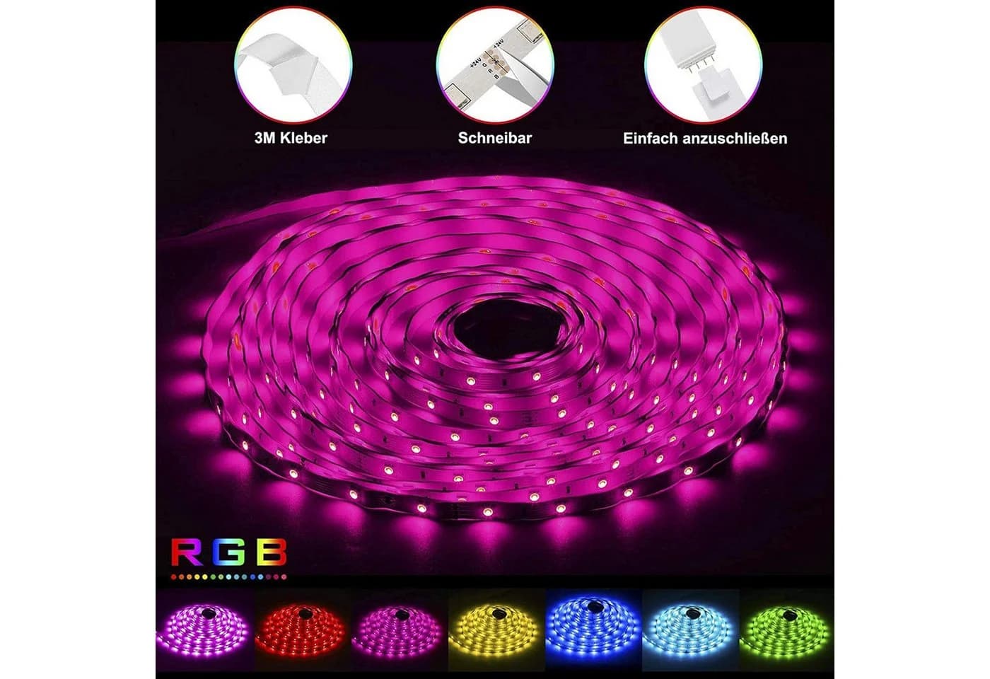 TUWENA LED Streifen 5M RGB Bluetooth Musik Sync Dimmbar - Bild 3