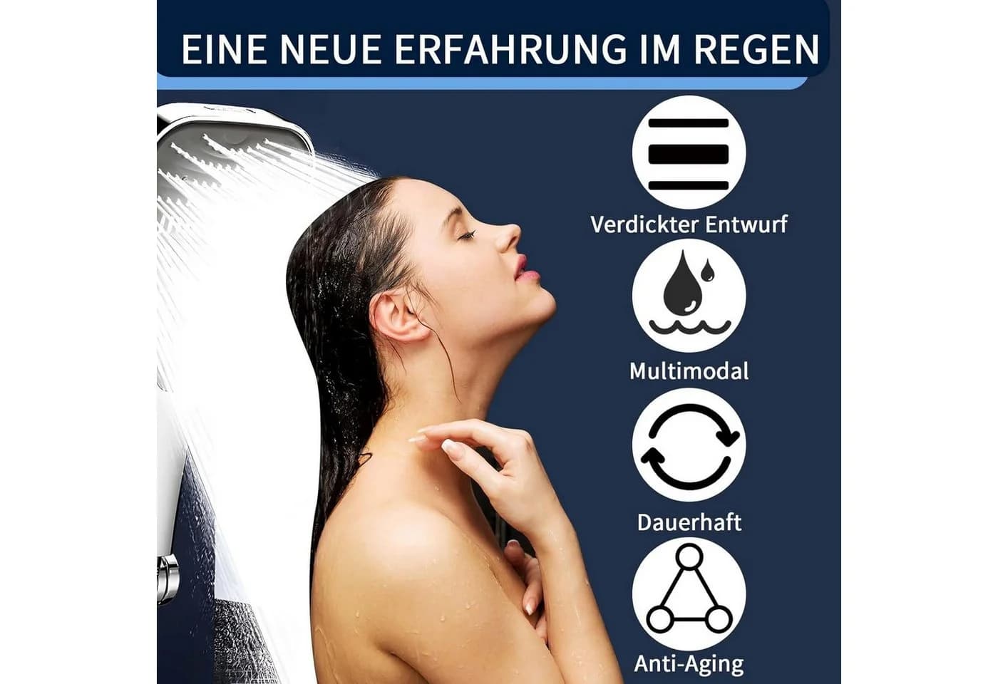 TUWENA Handbrause Duschkopf 8 Strahlarten Silber Chrom - Bild 5