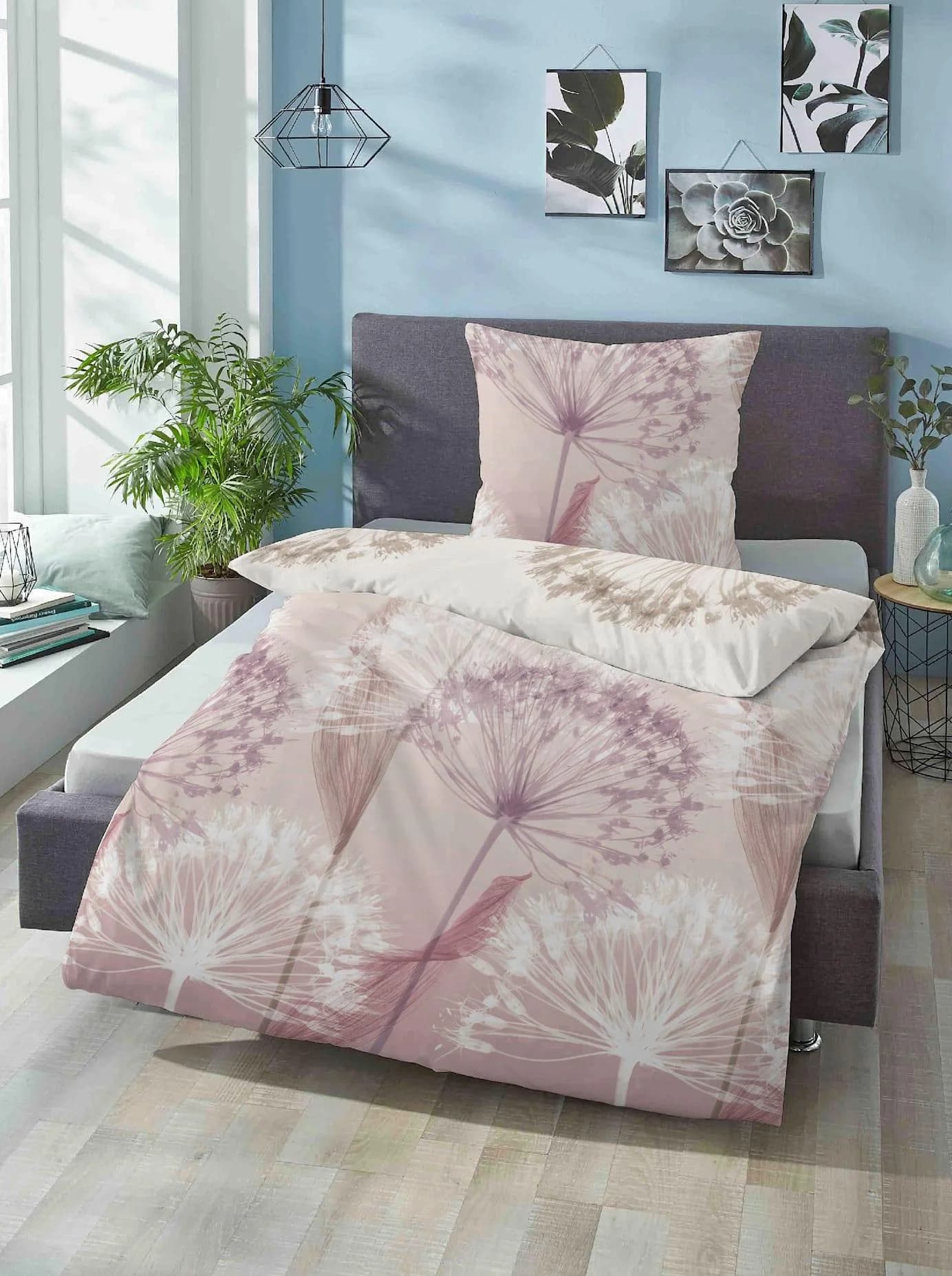 BIBERNA Bettwäsche Gr. 3 Rosa Mako-Satin 100% Baumwolle