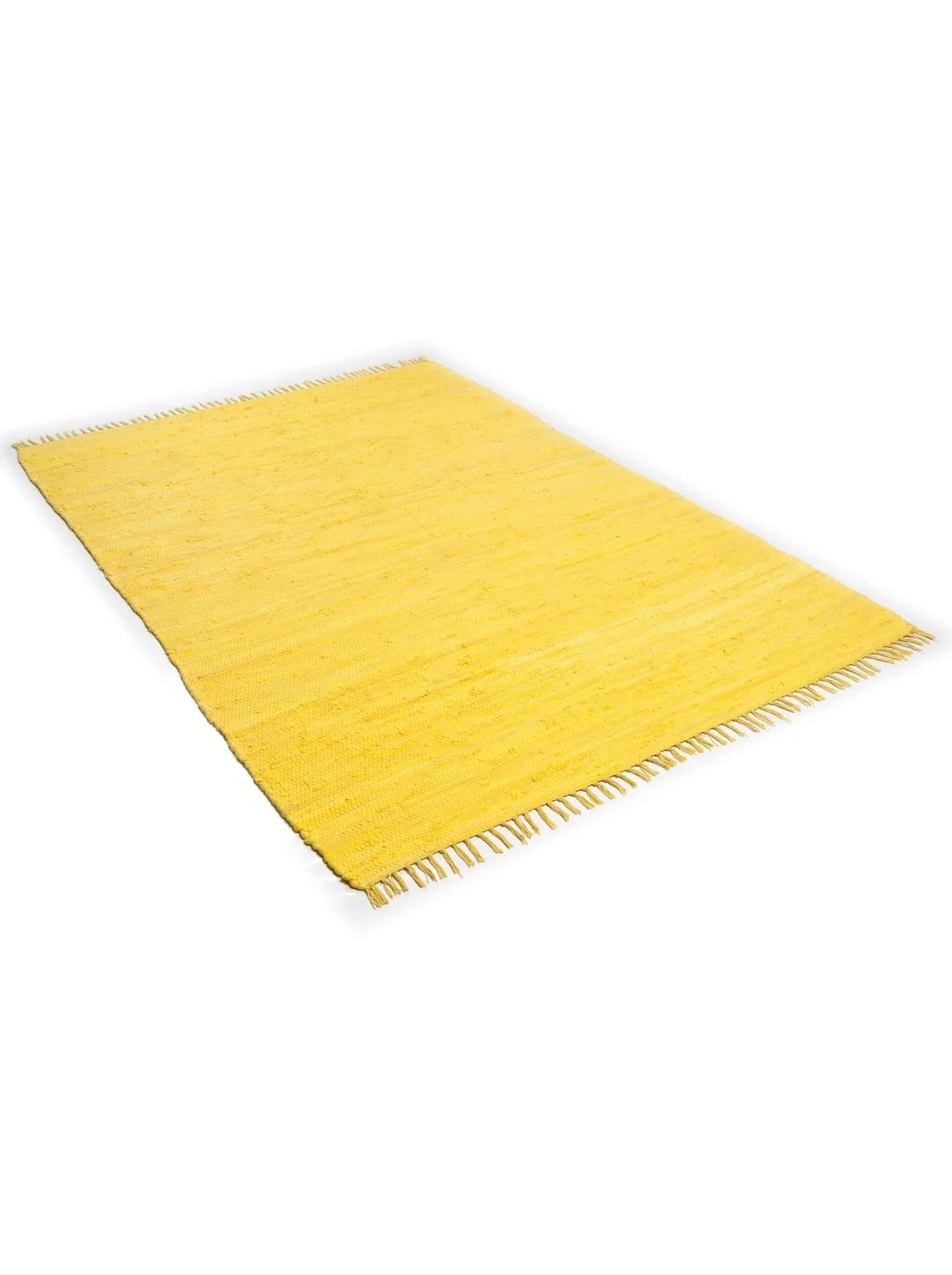Theko Handwebteppich Gelb 160x230 cm Baumwolle Melange