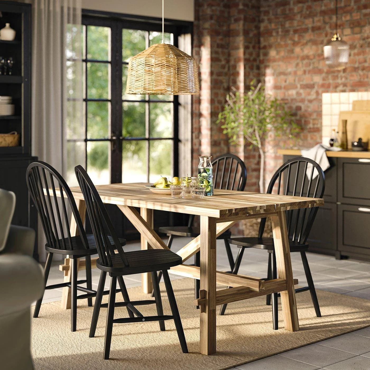 IKEA SKOGSTA Esstisch mit 4 Stühlen massiv Akazie braun