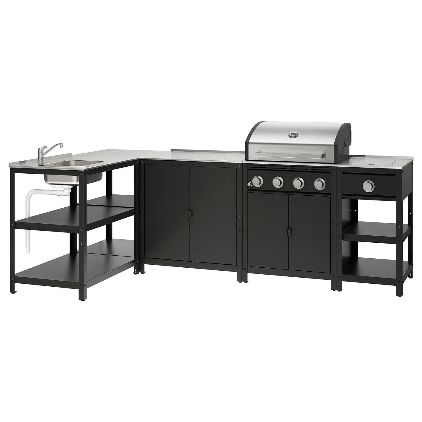 IKEA GRILLSKÄR Außenküche Gasgrill Edelstahl Grau