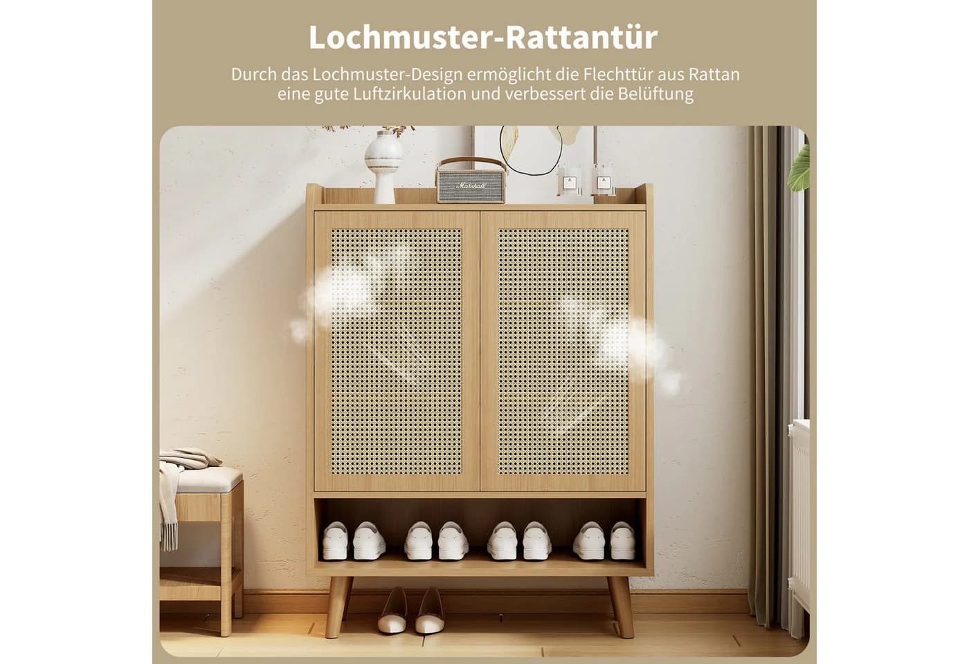 Tongtong Schuhschrank Beige mit 2 Türen und 5 Böden - Bild 4