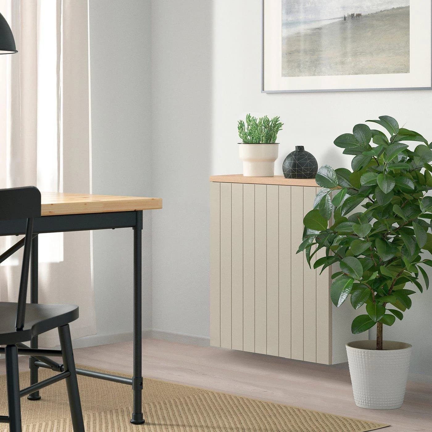 IKEA BESTÅ Schrankkombination für Wandmontage Weiß Eichenfurnier