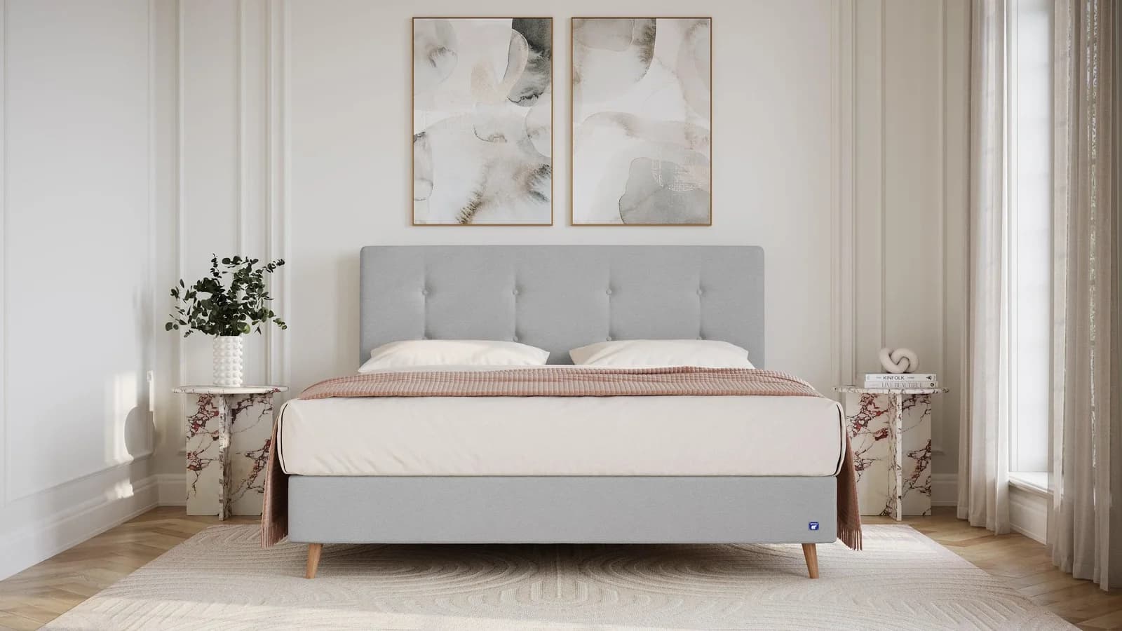 BRUNO Boxspringbett Prestige Hellgrau Pulse-Latex-Matratze