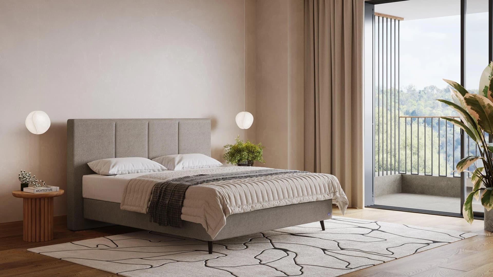 BRUNO Boxspringbett Prestige Taupe Grau-Beige Pulse-Latex-Matratze