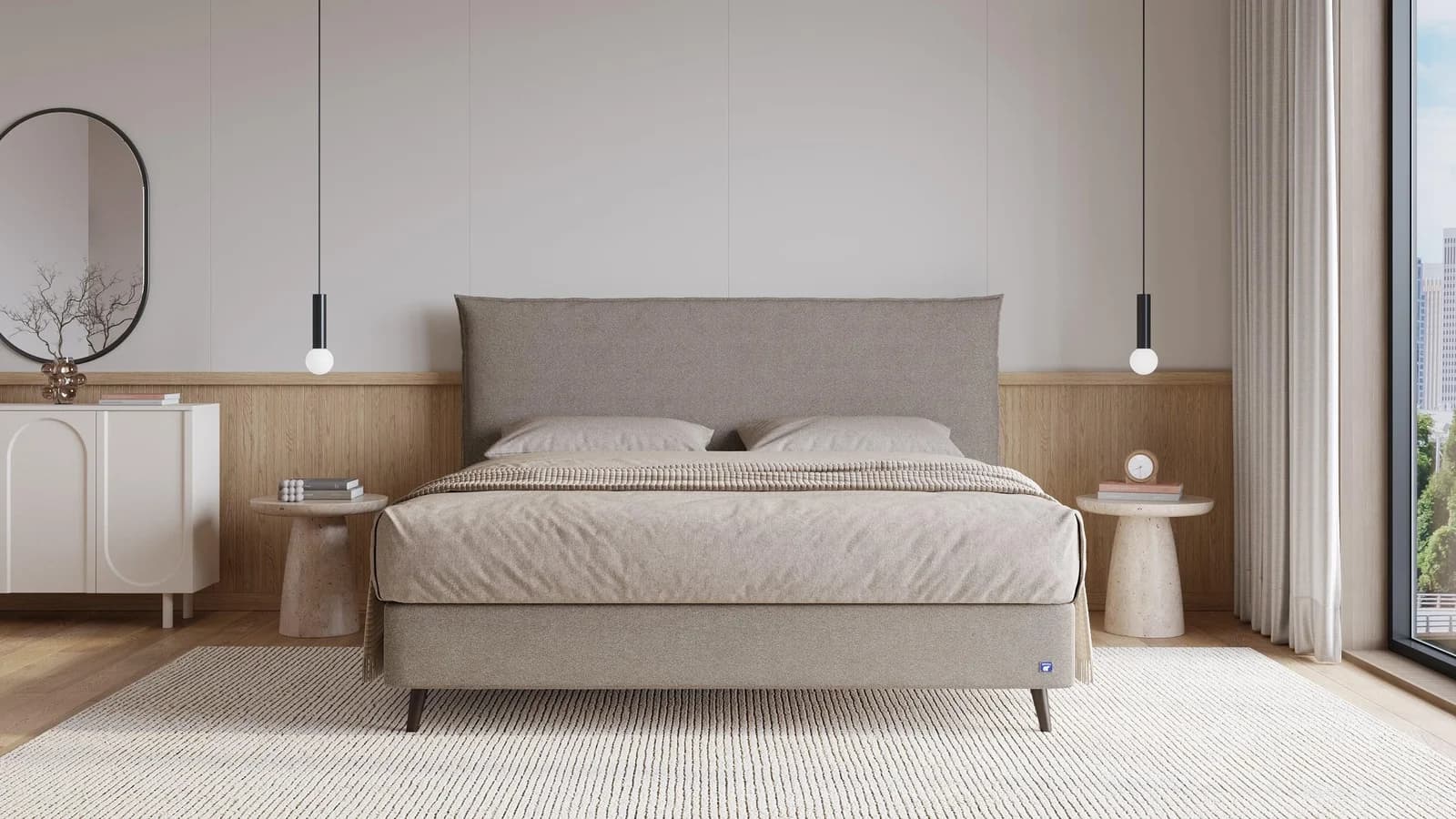 BRUNO Boxspringbett Prestige Taupe Grau-Beige mit Pulse-Latex-Matratze