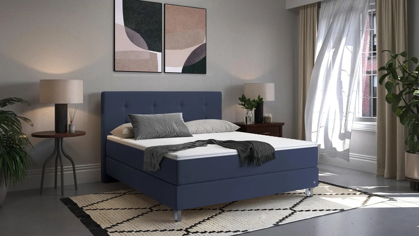 BRUNO Boxspringbett Premium Blau Massivholz German Design Award