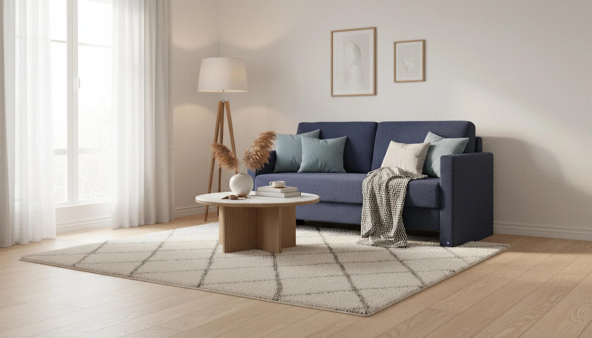 BRUNO Schlafsofa 160cm Blau Massivholz Boxspring