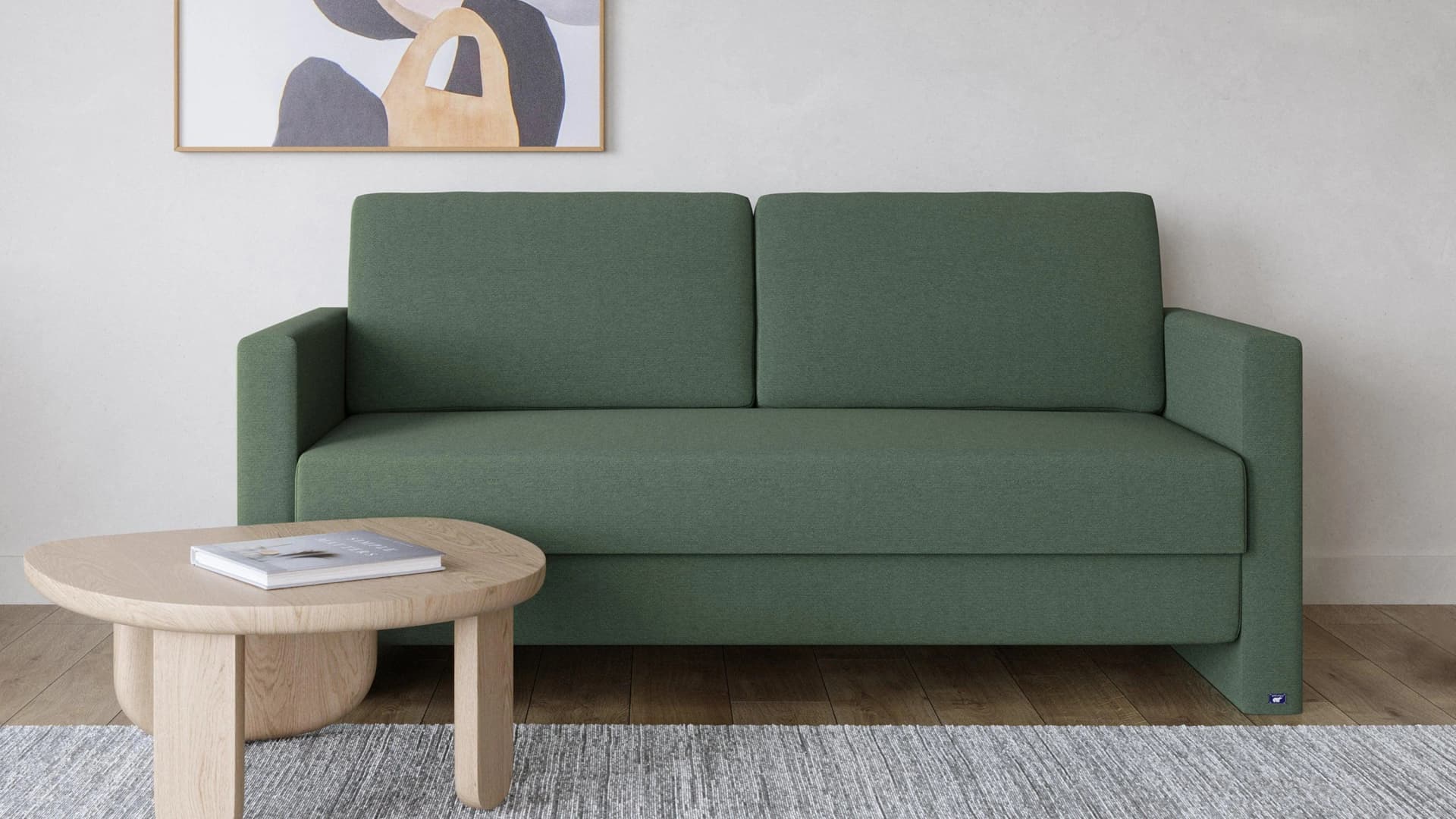BRUNO Schlafsofa 160cm Grün Massivholz Boxspring