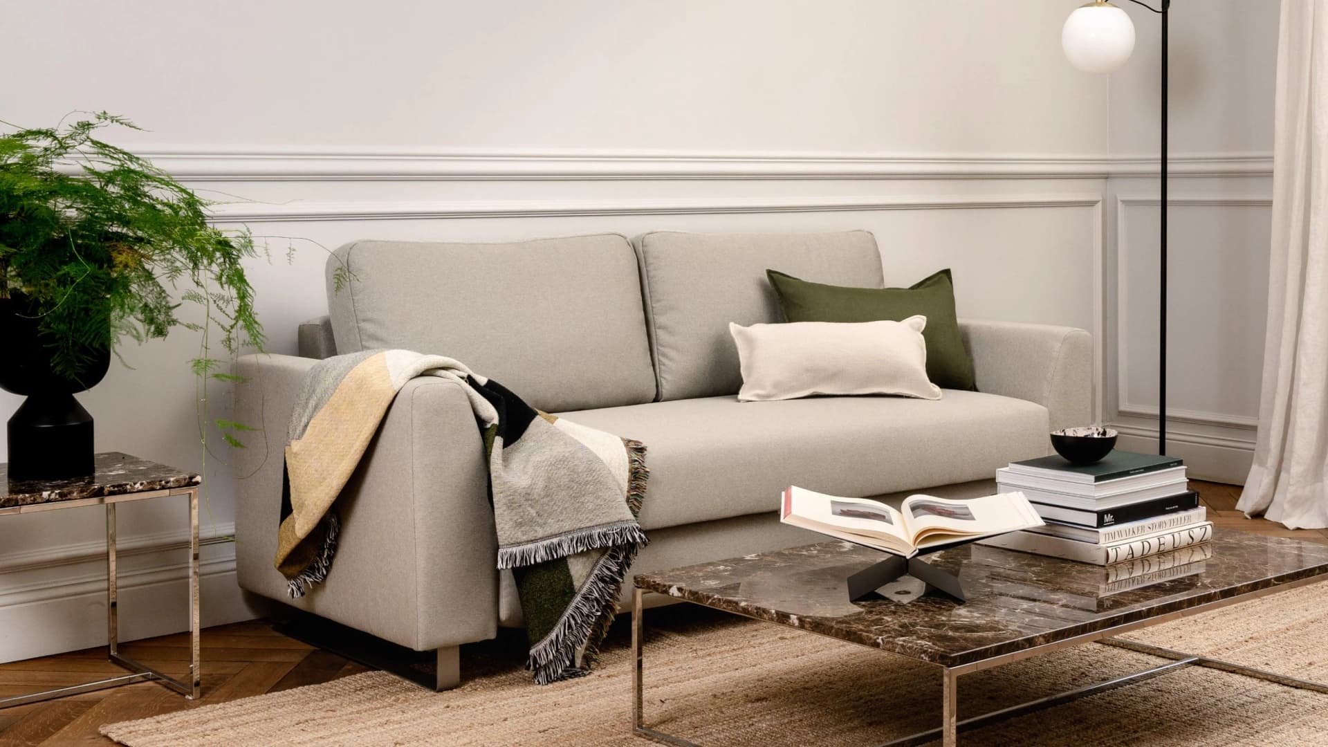 BRUNO Schlafsofa 140cm Hellgrau Boxspringkomfort