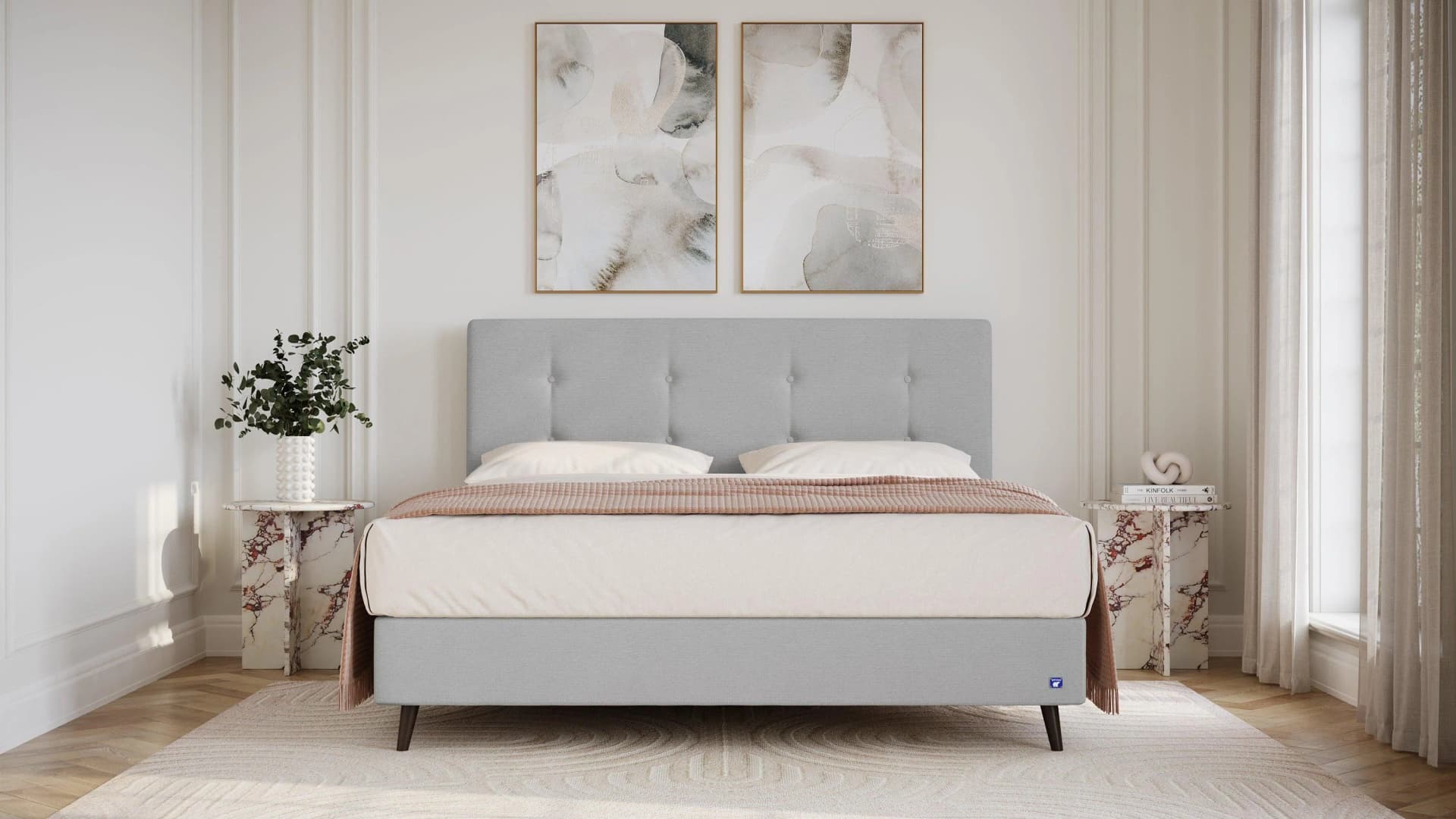 BRUNO Boxspringbett Prestige Hellgrau 180x200 Pulse-Latex-Matratze